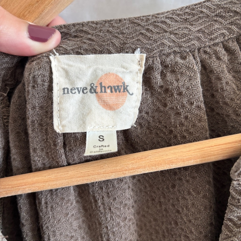 neve & hawk brown textured midi dress size small - Picture 7 of 10